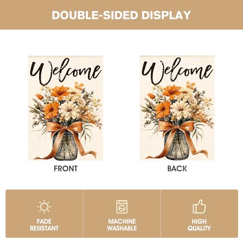 Drapeau automne fleurs grand format double face pour décoration extérieure de cour - 7