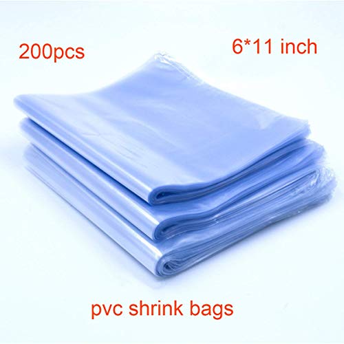200pcs 6x11'' Shrink Bags, Soeland Shrink Wrap Bags Heat Seal PVC Film 100