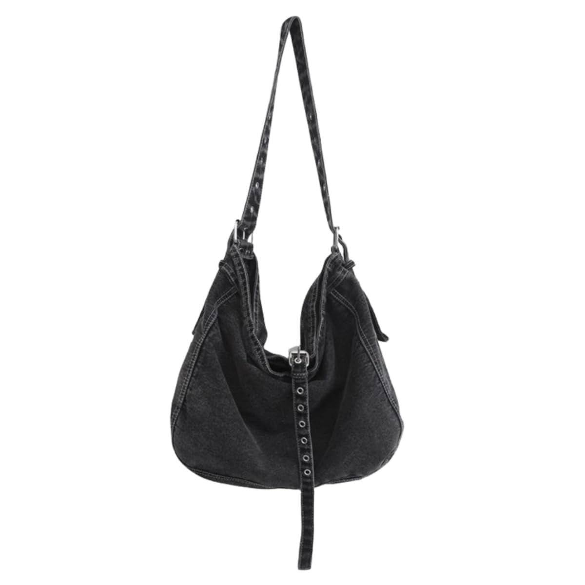 WIGUYUN Women's Denim Messenger Bag - Convertible Shoulder Tote Crossbody Purse, Casual Hobo Bag With Zipper, Large Capacity