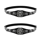 alisikee 2PCs Punk Faux Leather Skulls Leg Garter, Elastic Rock Thigh Garters Belt for Women Parties, Black