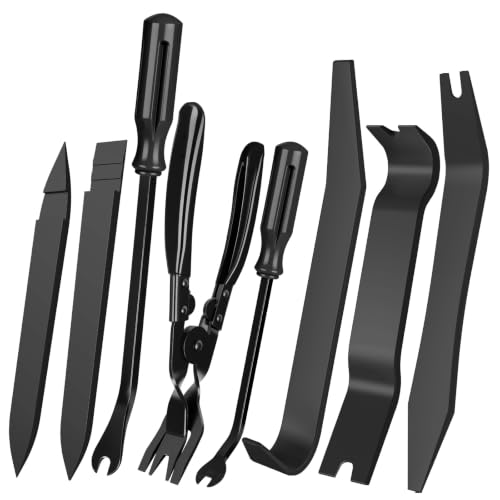 Image of 8 Pcs Auto Trim Removal Tool Kit with Non-Scratch Plastic Pry Tool and Fastener Clip Pliers,Door Panel Removal Tool for Car Interior - Fastener, Clip, Door Panel, Molding, and Dashboard Black