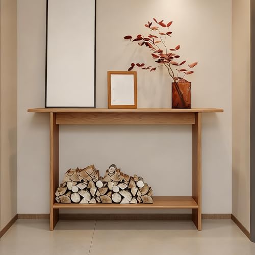 JOSIAHCQ Mesa de Consola Recibidor Mesa Auxiliar Madera para Entrada Pasillos Sala de Estar Detrás del Sofá(Walnut,100cm/39.4in)