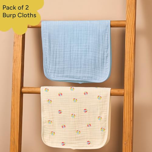 Image of NINTARABABY Burp Cloths - 100% Organic Muslin Cotton, Pack of 2