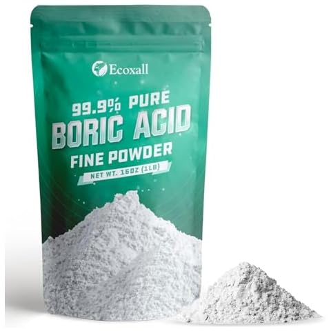 Ecoxall Boric Acid Fine Powder - 1 Pound - 99.9% Pure Fine Powder - Highly Effective Multipurpose Cleaner - Used as a Kitchen Cleaner, Laundry Stain Remover and Deodorizer - Industrial Grade Strength Cover