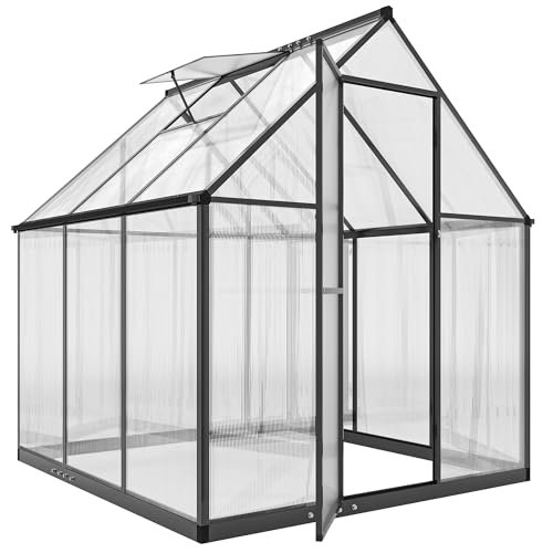 Outsunny Serre de Jardin en Aluminium Polycarbonate 3 ㎡ 178x168cm, Serre avec fenêtre réglable Porte battante, abri extérieur résistant aux intempéries pour...