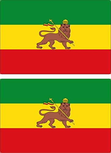 Akachafactory 2X Autocollant adhesif Sticker Drapeau Voiture ethiopie Lion Haile Selassie