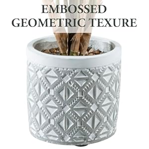 MyGift Artificial Dieffenbachia Leafy Plant in Modern Gray Concrete Pot with Geometric Embossed Pattern, Faux Indoor Home Decor Greenery Decorative Round Planter MyGift Artificial Dieffenbachia Leafy Plant in Modern Gray Concrete Pot with Geometric Embossed Pattern Faux Indoor Home Decor Greenery Decorative Round Planter