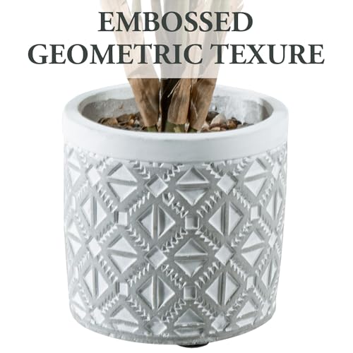 MyGift-Artificial-Dieffenbachia-Leafy-Plant-in-Modern-Gray-Concrete-Pot-with-Geometric-Embossed-Pattern-Faux-Indoor-Home-Decor-Greenery-Decorative-Round-Planter MyGift Artificial Dieffenbachia Leafy Plant in Modern Gray Concrete Pot with Geometric Embossed Pattern Faux Indoor Home Decor Greenery Decorative Round Planter