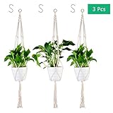 [page_title]-FORMIZON 3 Stück Makramee Blumenampel, Baumwollseil Hängeampel, Hängend Blumentopf mit Baumwollseil für Innen Außen Decken Balkone Wanddekoration Balkon Gartendekor