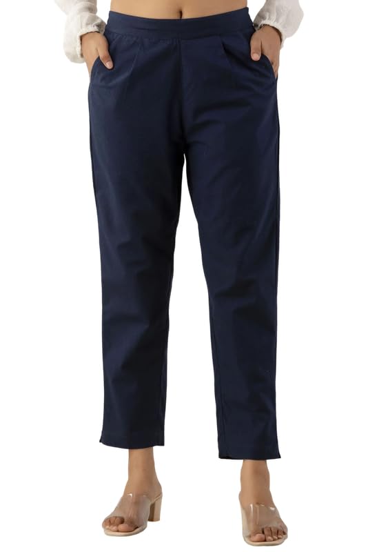Image of Regular Fit Cotton Woman Trousers Pants Kurti Pant Casual Daily Formal Office Use