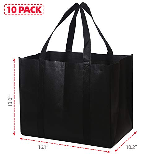 DIOMMELL-Set-of-10-Reusable-Grocery-Bags-Extra-Large-Foldable-Heavy-Duty-Shopping-Tote-Produce-Bag-with-Reinforced-Handles-Black