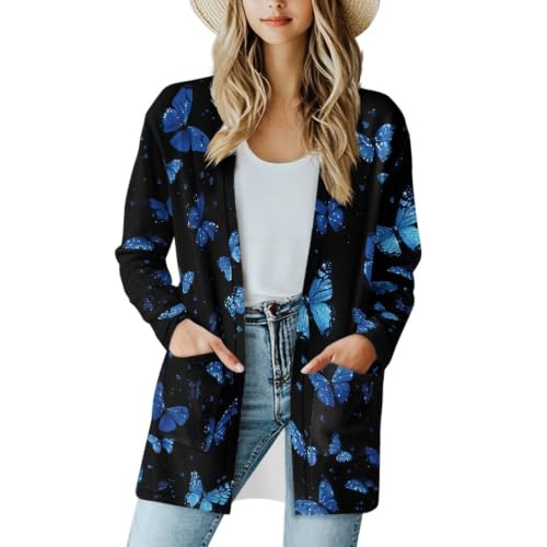 Image of Cardigan Sweaters for Women Long Sleeve Cardigan Soft Drape Open Front Fall Dusters V-Neck Jackets Dressy Loose Coat