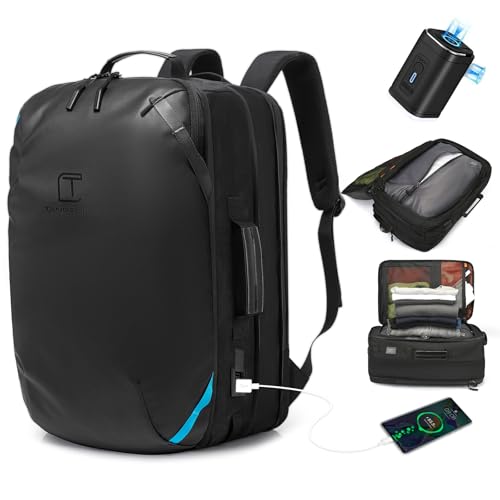 Vacuum Compression Backpack with Pump, Extra Large Capacity 45L Expandable Travel Backpack, Water Resistant 17.3