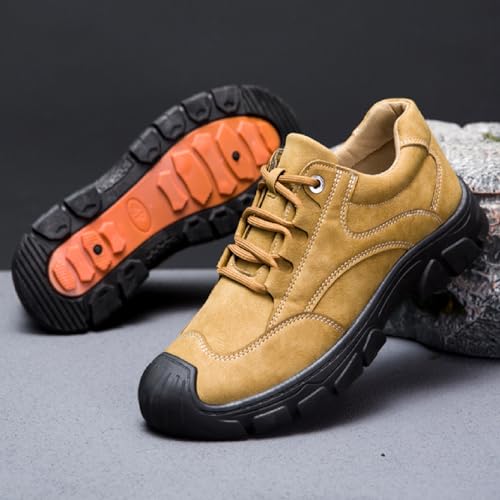 Men's Suede Leather Non-Slip Lace Up Hiking Shoes Low Cut Comfortable Waterproof Lightweight Trekking Outdoor Sneaker Summer Breathable Casual Walking Shoes4