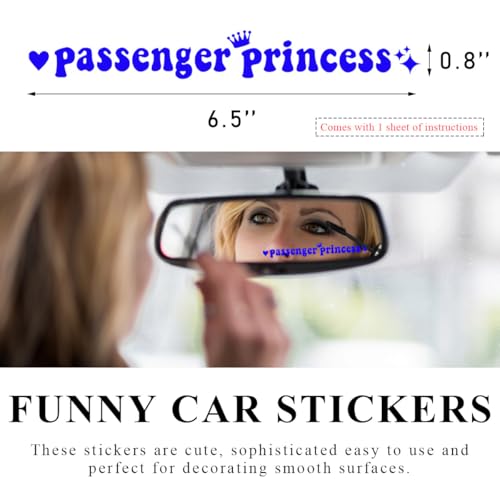 Image of Yourkar Passenger Princess Sticker, Cute Stickers for Car Window Rearview Mirror, Girls Automotive Window Rearview Mirror Decoration Stickers, Universal Car Accessories (Blue, Short)