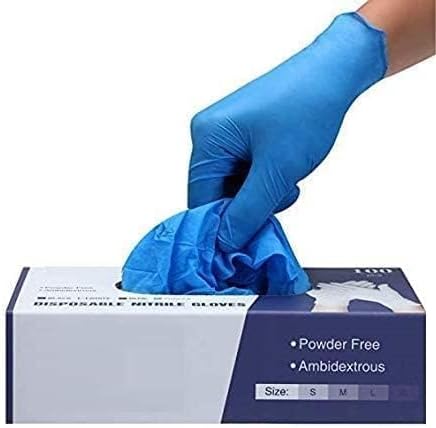 Surgicals Powder Free Nitrile Gloves, Food Grade, Hand Disposable Gloves - 100 Count - Blue (100, Medium)