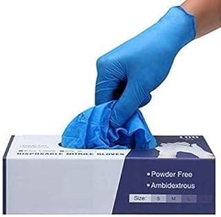 Surgicals Powder Free Nitrile Gloves, Food Grade, Hand Disposable Gloves - 100 Count - Blue (100, Medium)