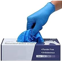 Surgicals Powder Free Nitrile Gloves, Food Grade, Hand Disposable Gloves - 100 Count - Blue 100, Medium