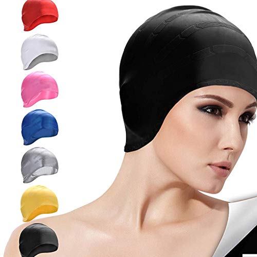 Silicone Natação Caps Swim Mulheres Cabelo Comprido Chapéu Ears Proteger Esportes Piscina Cap
