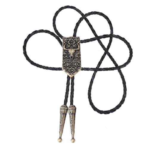 Image of Joxevyia Bolo Tie for Men Vintage Cow Skull Leather Rope Western Cowboy Necktie Vintage Bola Tie Gift for Him