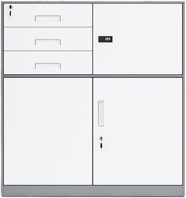 File Cabinet File Cabinet Iron Short Cabinet Office Data Storage Cabinet Balcony Bookcase Storage Cabinet with Lock Small Cabinet Office Cabinet(Gris)