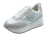  Liu Jo BA6007 Maxi Wonder White Sneakers per Donna in Pelle Bianca con Zeppa (Taglia 37)