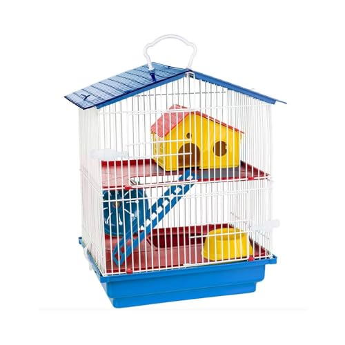 GAIOLA HAMSTER 2 ANDARES TETO PLASTICO AZUL