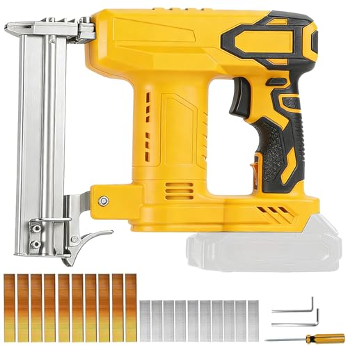 Cordless Nail Gun for Dewalt Battery 2 in 1 Electric Brad Nailer with 1000 Nails and 1000 Staples Staples 80 Shots/Min Brushless Brad Gun for Home Improvement Woodworking (No Battery)