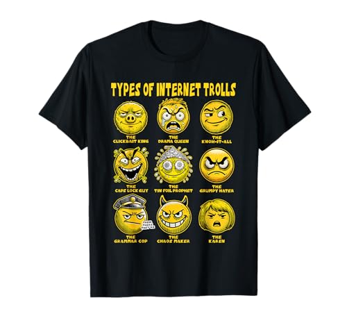Funny Types of Internet Trolls Meme - Troll Face T-Shirt
