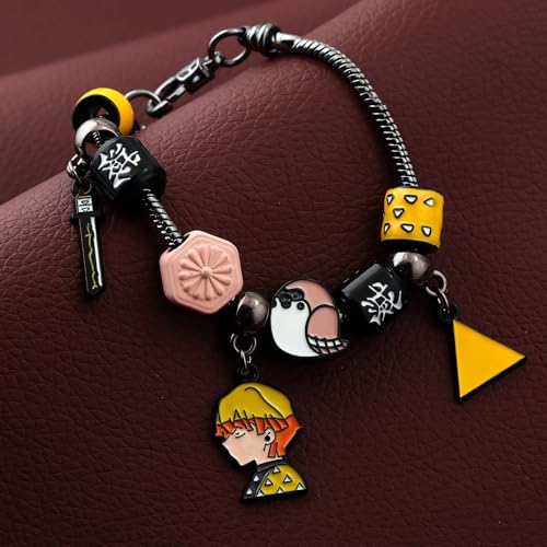 SONGCHANGJEWELRY Zenitsu Bracelet – Anime-Inspired Beads and Charms Featuring Agatsuma Zenitsu – Thoughtful Gift for Fans and Collectors4