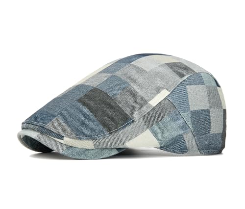 Image of Quanhaigou Men's Cotton Flat Ivy Gatsby Newsboy Driving Hat Adjustable Irish Cabbie Ivy Driving Hunting Cap