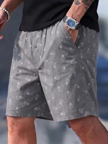 Image of Men's Cotton Casual Shorts |Striped Half Pants for Men |Comfortable | Elastic Waist with Drawstring | Lightweight & Comfortable for Beach Vacations, Casual Daily Outings & Sleepwear Bermuda Shorts
