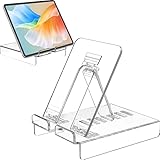 KTRIO Acrylic Tablet Stand for Desk Adjustable Tablet Holder Compatible with iPad 10.2, 9.7, 12.9, Pro, Air Mini, Galaxy Tab, Kindle, Other 4-13' E-Reader, 7 Adjustment Angles, Clear