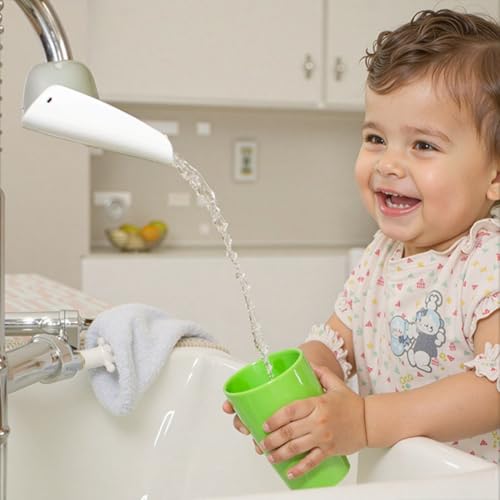 Image of CHILDHOOD (2 Pack) Faucet Extender for Kitchen and Bathtub Sink, Universal Sink Handle Extenders, Fun Hand-Washing for Babies, Toddlers and Kids (Grey)