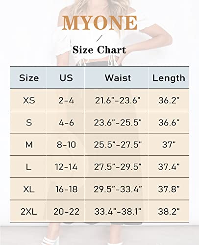 Myone Women Boho Elastic High Waist Skirt With Pockets A Line Layer Drawstring Ruffle Swing Flowy Ruched Tiered Maxi Skirt (Black, M) #TOP4