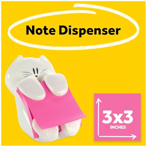 Distributeur de notes pop-up Post-it chat blanc 7,6x7,6 cm pour bureau - 3