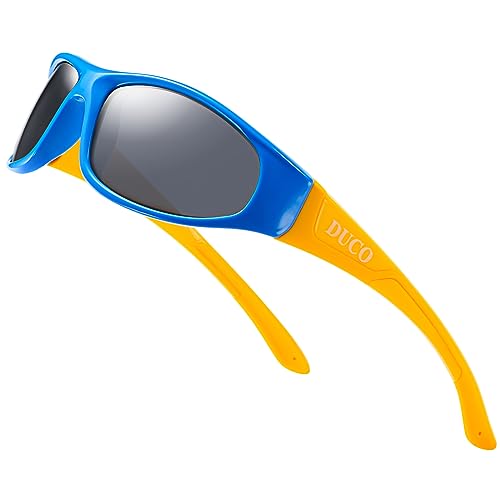 DUCO Sports Polarized Kids Sunglasses Boys Girls Unbreakable Youth Baseball Shades UV400 Protection Age 6-10 K001