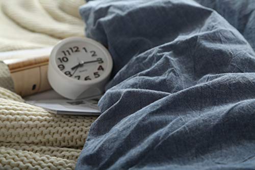 Image of F.Y.Dreams 100% Washed Cotton Duvet Cover for Weighted Blanket 48x72 inches with 16 Ties,Zipper on Long Side /Demin Blue /Just Duvet Cover