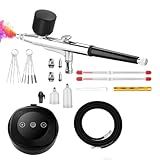 Kit aérographe avec compresseur, double action, 3 niveaux de pression, buse 0,3/0,3/0,5 mm, pistolet à air brush pour modélisme, maquillage, art, décoration de gâteau, tatouage, coloration