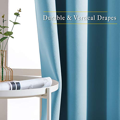 Image of NICETOWN Bedroom Blackout Curtains and Drapes - Window Treatment Thermal Insulated Solid Grommet Blackout Draperies for Living Room (Set of 2 Panels, 52 by 95 Inch, Teal Blue)
