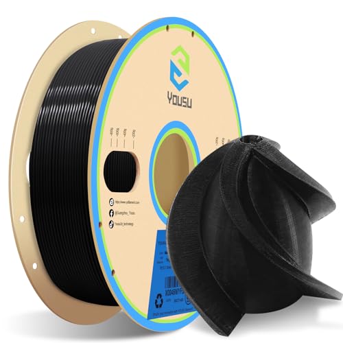 YOUSU PETG 3D Printer Filament 1.75mm Black 1KG(2.2lbs), Better Physical Strength and...