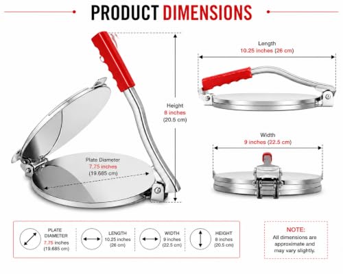 Image of 8 inch Manual Puri Maker Heavy Duty Puri Press Machine | Non-Stick Roti & Puri Press | Dough Maker for Chapati, Tortilla, Khakhra & Papad