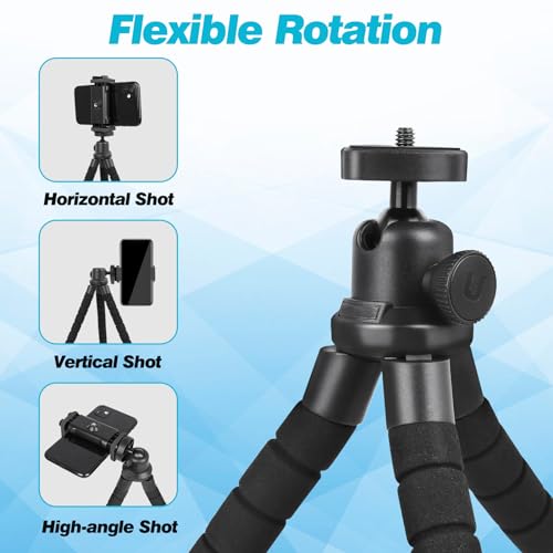 Image of UBeesize Phone Tripod, Portable and Flexible Tripod with Wireless Remote and Clip, Cell Phone Tripod Stand for Video Recording(Black)