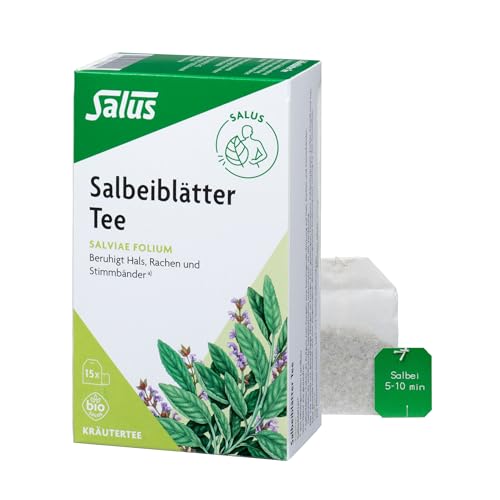 Salus - Salbeiblätter Tee - 1x 15 Filterbeutel (30 g) - Kräutertee - Salviae folium - beruhigt Hals Rachen und Stimmbänder a) - bio