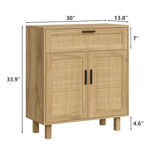 Furomate BFS004-BR-1 Sideboard Buffet With Rattan Decorated Doors thumb #1