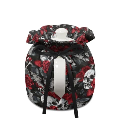 Image of Halloween Tea Cosy Gothic Skull Tea Kettle Dust Cover for Party Insulated Teapot Covers for Home Kitchen Decoration Gift for Wife