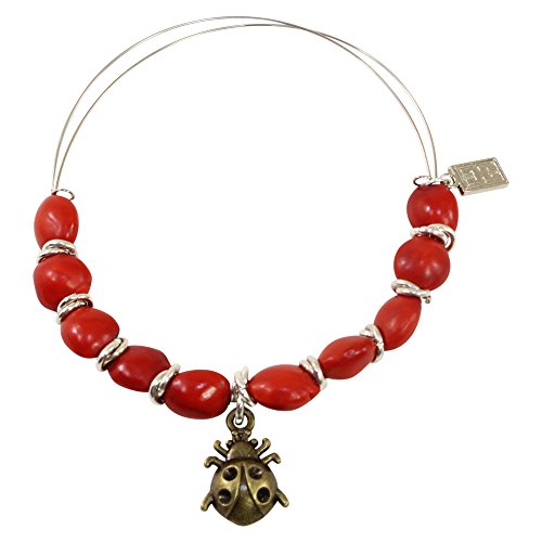 Image of EVELYN BROOKS Adjustable Bangle Bracelet (Multiple Charm Styles) for Women-w /Meaningful Good Luck Seed Beads - Handmade Jewelry | Great Gifts for Teen Girl Gifts & Great Addition to Girls Jewelry