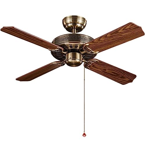 Lampara Ventilador Techo Ventilador De Techo Europeo Sin Luces Ventilador De Techo Antiguo Cuerda De Tracción Silenciosa Ventilador De Techo De Cuatro Hojas Ventilador Eléctrico Retro Iluminación De V
