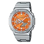 Casio G-shock - Orologio Uomo Al Quarzo Militare Cinturino In Acciaio Inox Grigio Cassa In Resina Quadrante Digitale Arancione - GM-2110D-4AER