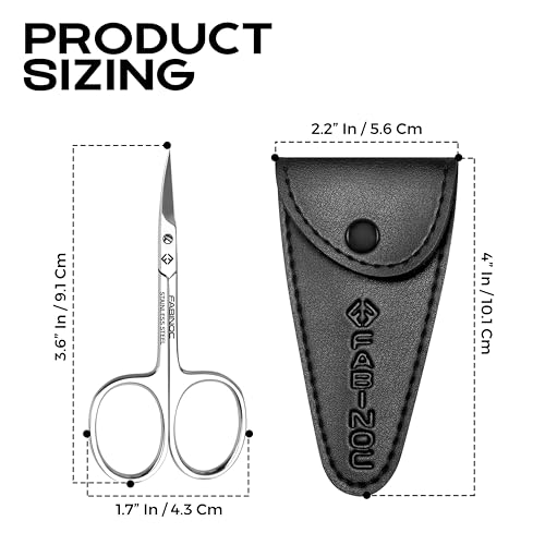 FABINOC Curved Cuticle Scissors for Women & Men - German Quality Stainless Steel for Manicure Pedicure Beauty Grooming Kit for Nail, Eyebrow, Eyelash, Dry Skin